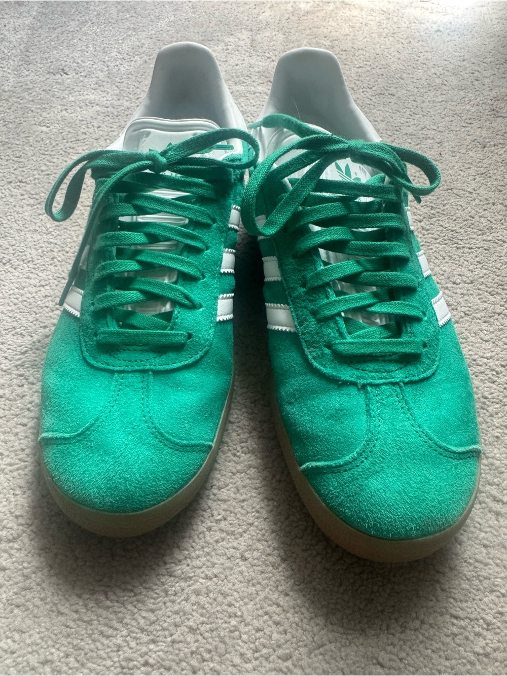 adidas Green Suede Gazelle Sneakers with White Stripes - Picture 3 of 6